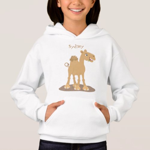 Cute happy smiling camel cartoon illustration hoodie