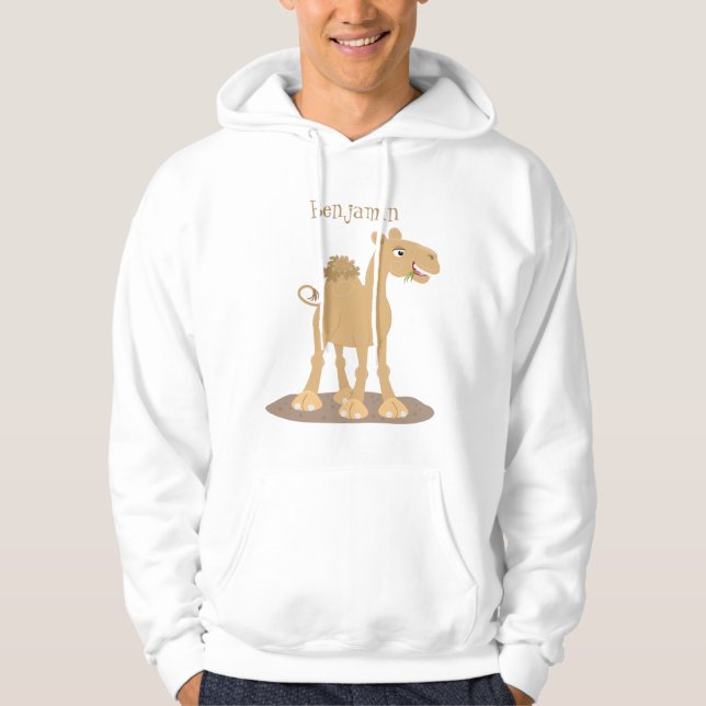 Cute happy smiling camel cartoon illustration hoodie (Front)