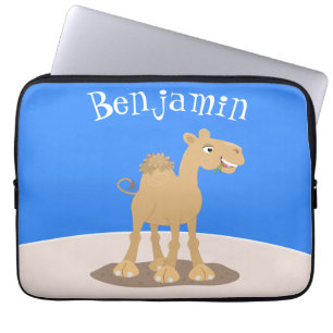 Cute happy smiling camel cartoon illustration laptop sleeve