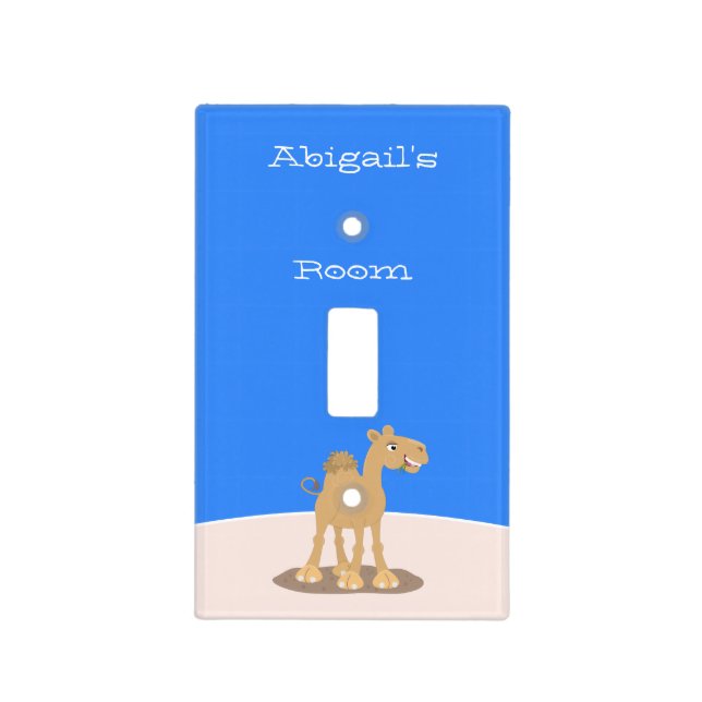 Cute happy smiling camel cartoon illustration light switch cover (Front)