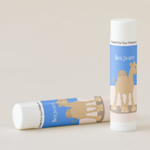 Cute happy smiling camel cartoon illustration lip balm