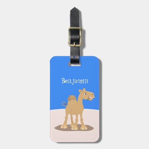 Cute happy smiling camel cartoon illustration luggage tag