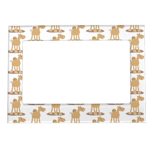 Cute happy smiling camel cartoon illustration magnetic frame (Front)