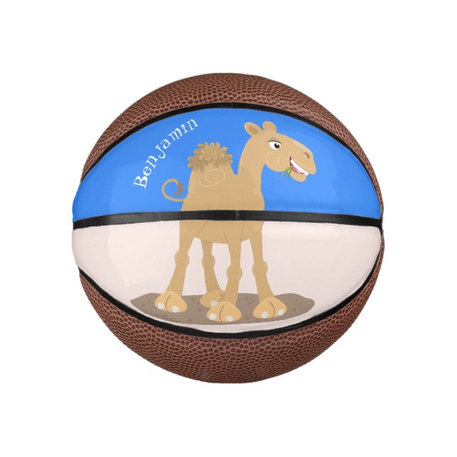 Cute happy smiling camel cartoon illustration mini basketball (Front)