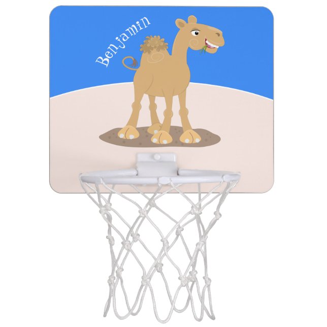 Cute happy smiling camel cartoon illustration mini basketball hoop (Front)