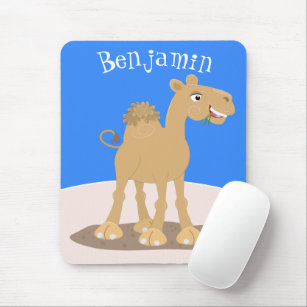 Cute happy smiling camel cartoon illustration mouse pad