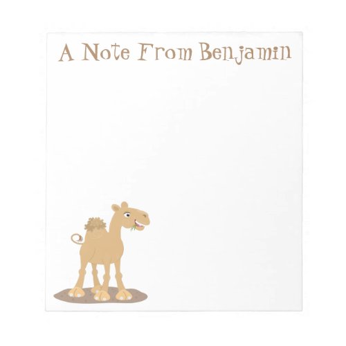 Cute happy smiling camel cartoon illustration notepad