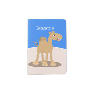 Cute happy smiling camel cartoon illustration passport holder