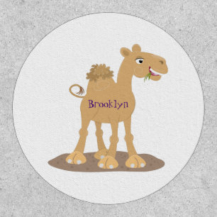 Cute happy smiling camel cartoon illustration patch
