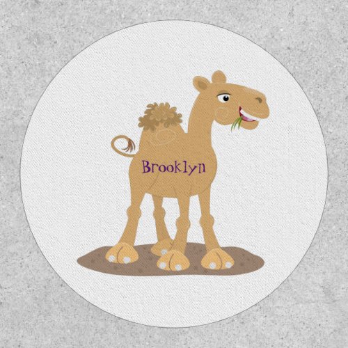 Cute happy smiling camel cartoon illustration patch
