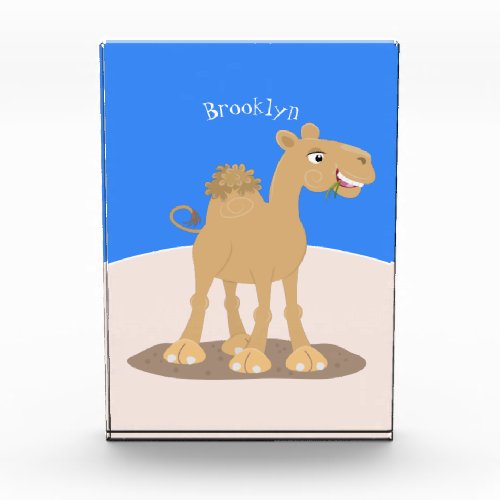 Cute happy smiling camel cartoon illustration photo block