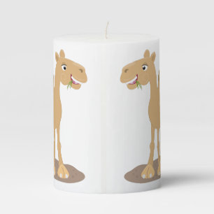 Cute happy smiling camel cartoon illustration pillar candle