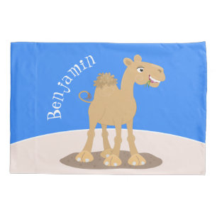 Cute happy smiling camel cartoon illustration pillow case