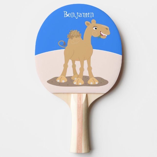Cute happy smiling camel cartoon illustration ping pong paddle (Front)