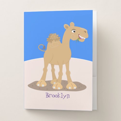 Cute happy smiling camel cartoon illustration pocket folder