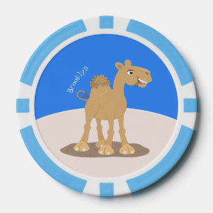 Cute happy smiling camel cartoon illustration poker chips