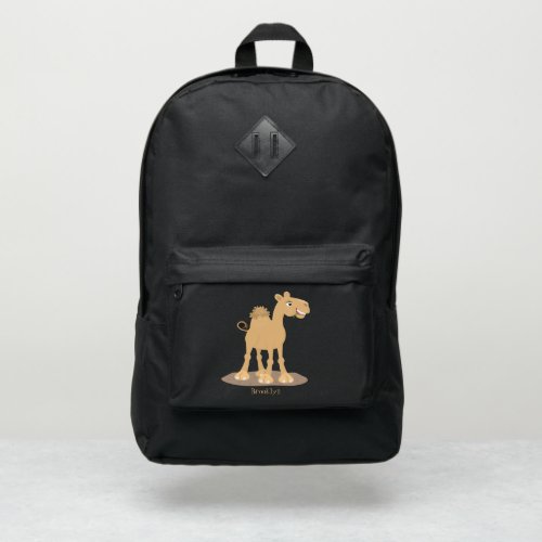 Cute happy smiling camel cartoon illustration port authority backpack
