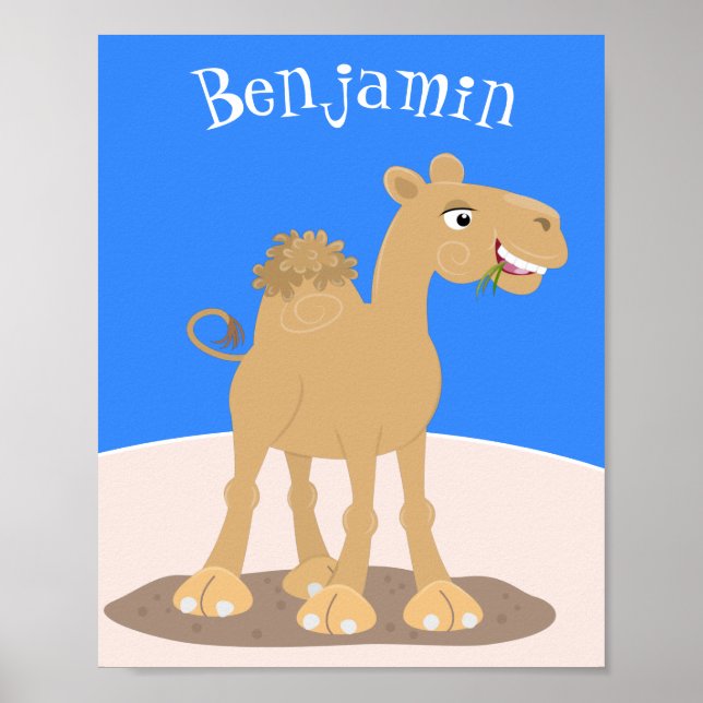 Cute happy smiling camel cartoon illustration poster (Front)