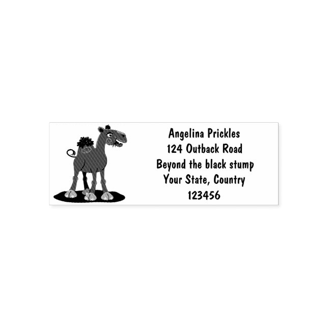 Cute happy smiling camel cartoon illustration self-inking stamp (Design)