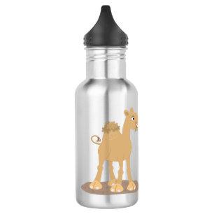Cute happy smiling camel cartoon illustration stainless steel water bottle