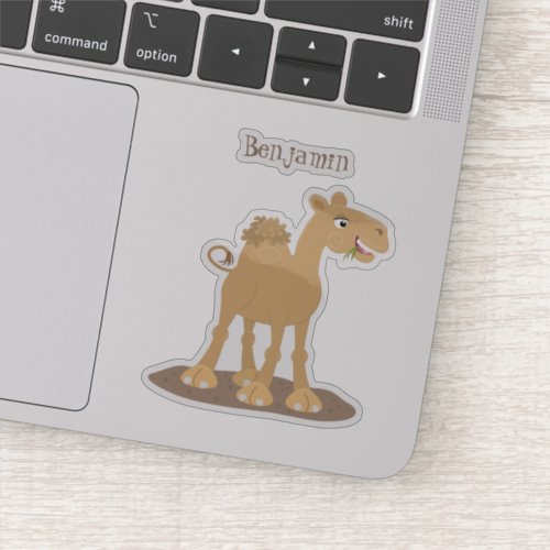 Cute happy smiling camel cartoon illustration sticker