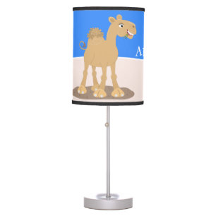 Cute happy smiling camel cartoon illustration table lamp