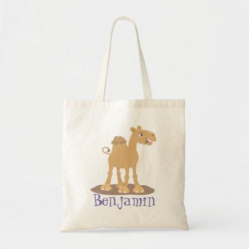 Cute happy smiling camel cartoon illustration tote bag