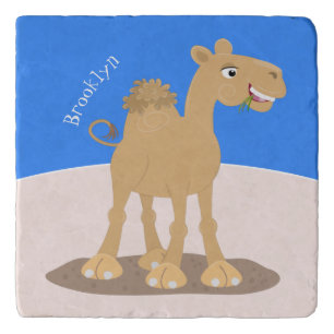 Cute happy smiling camel cartoon illustration trivet