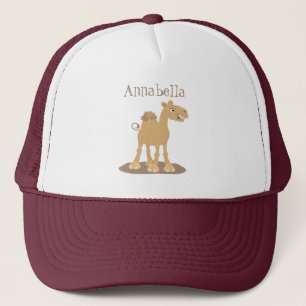 Cute happy smiling camel cartoon illustration trucker hat