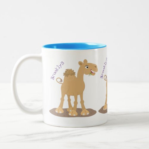 Cute happy smiling camel cartoon illustration Two_Tone coffee mug