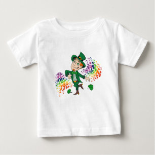 Cute happy smiling dancing leprechaun, a rainbow baby T-Shirt