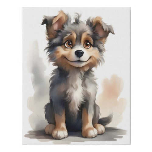 Cute Happy Smiling Dog Faux Canvas Print