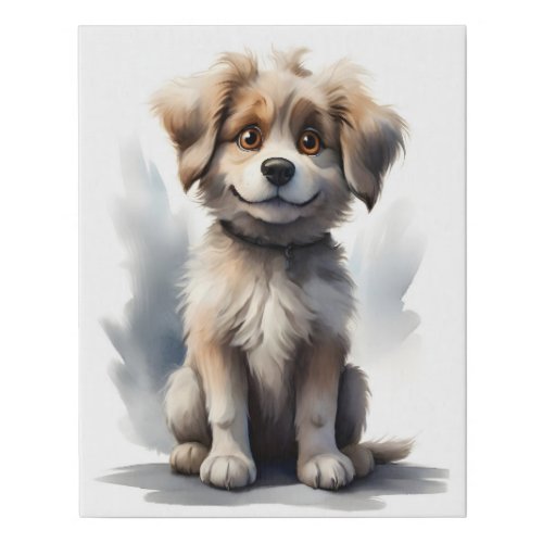 Cute Happy Smiling Dog Puppy Faux Canvas Print