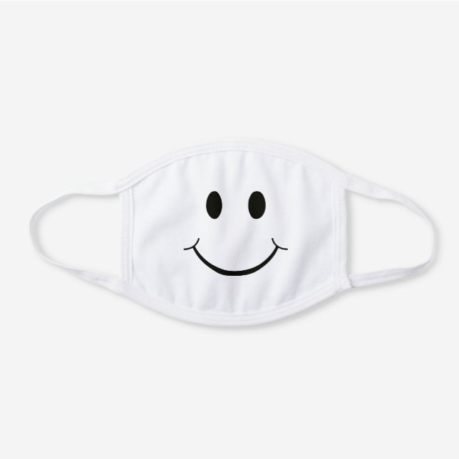 Cute Happy Smiling Face White Cotton Face Mask (Front)
