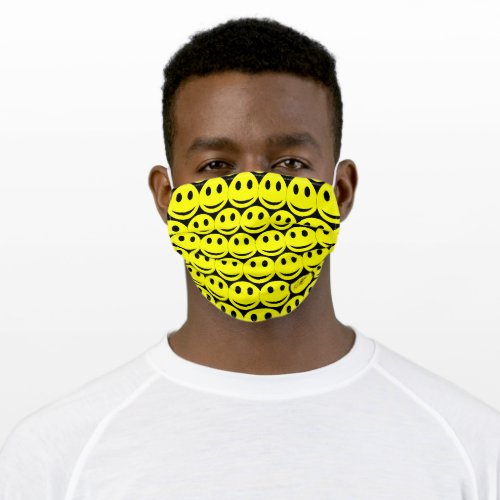 Cute Happy Smiling Faces Add Monogram Funny Adult Cloth Face Mask