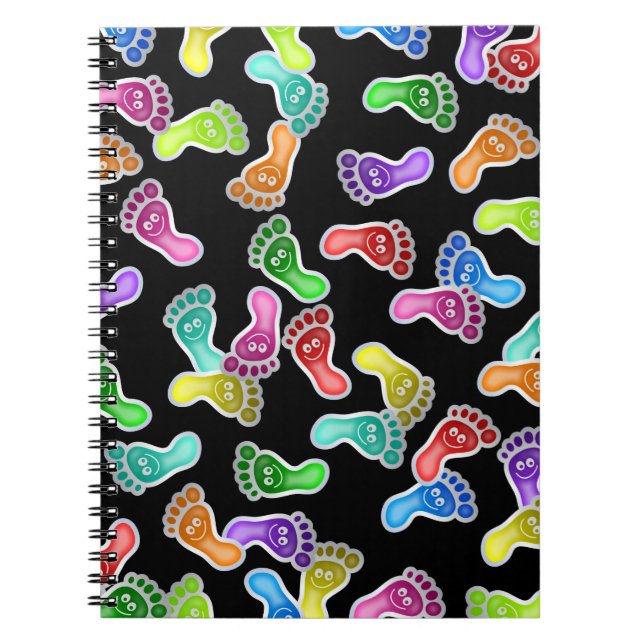 Cute Happy Smiling Feet Wallpaper Notebook (Front)