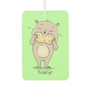 Cute happy smiling hamster with peanut cartoon air freshener