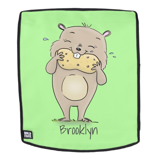 Cute happy smiling hamster with peanut cartoon backpack (Removable Face)