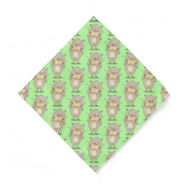 Cute happy smiling hamster with peanut cartoon  bandana (Front)