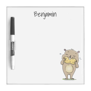 Cute happy smiling hamster with peanut cartoon dry erase board