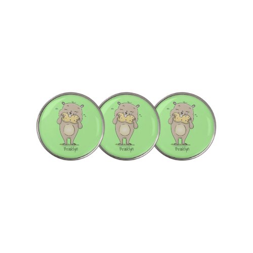 Cute happy smiling hamster with peanut cartoon golf ball marker