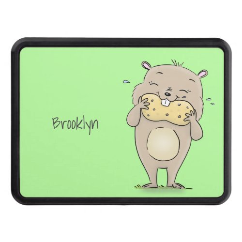 Cute happy smiling hamster with peanut cartoon hitch cover