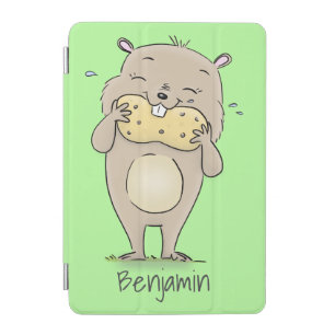 Cute happy smiling hamster with peanut cartoon iPad mini cover