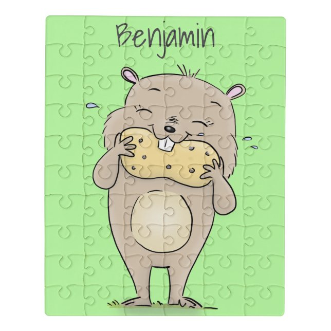 Cute happy smiling hamster with peanut cartoon jigsaw puzzle (Puzzle Vertical)