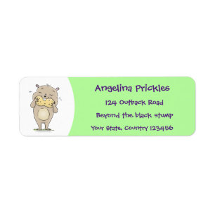 Cute happy smiling hamster with peanut cartoon label
