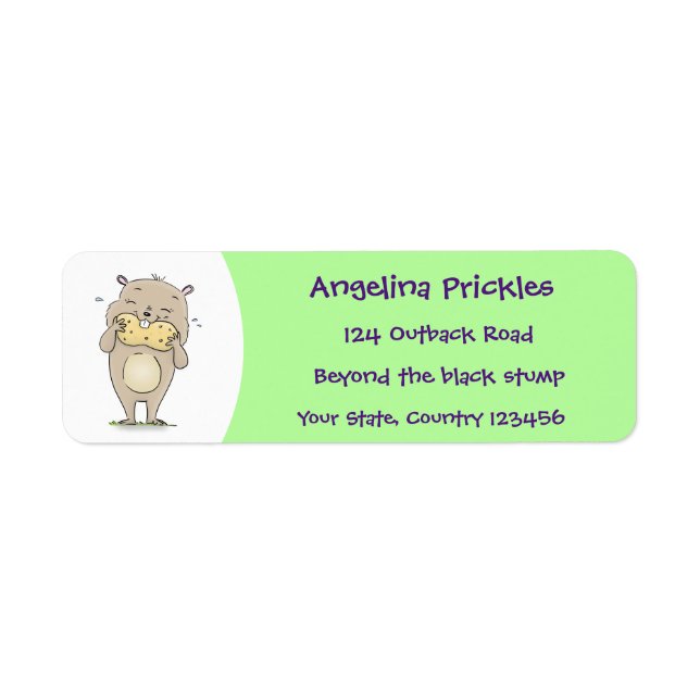 Cute happy smiling hamster with peanut cartoon label (Front)