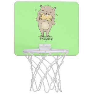 Cute happy smiling hamster with peanut cartoon mini basketball hoop