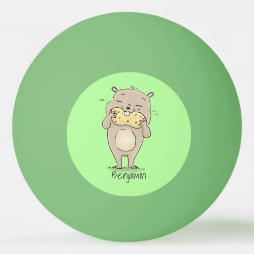 Cute happy smiling hamster with peanut cartoon ping pong ball