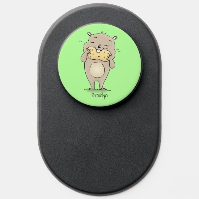 Cute happy smiling hamster with peanut cartoon PopSocket (Popsocket)