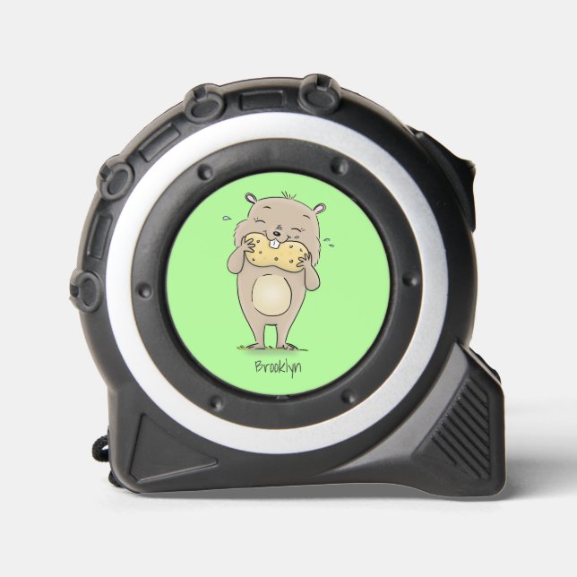 Cute happy smiling hamster with peanut cartoon tape measure (Front)